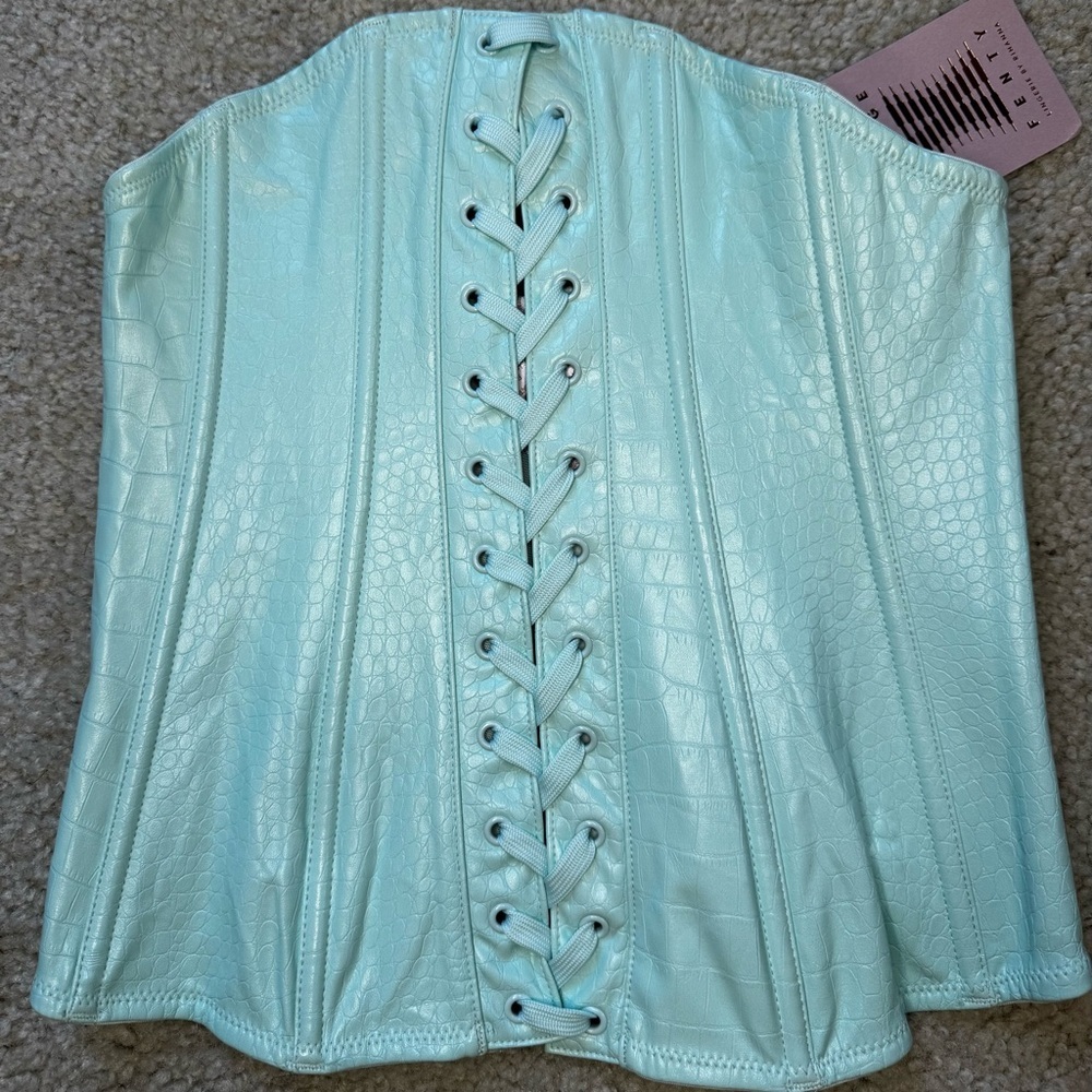Savage X Fenty Mint Blue Lace-Up Corset Top NWT - Picture 2 of 5